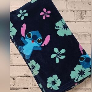 Disney Stitch Fleece Throw Blanket Blue Floral Print Lilo & Stitch Plush Cozy